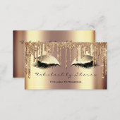 Makeup Eyebrow Lashes Glitter Drips Sepia Gold Business Card (Front/Back)