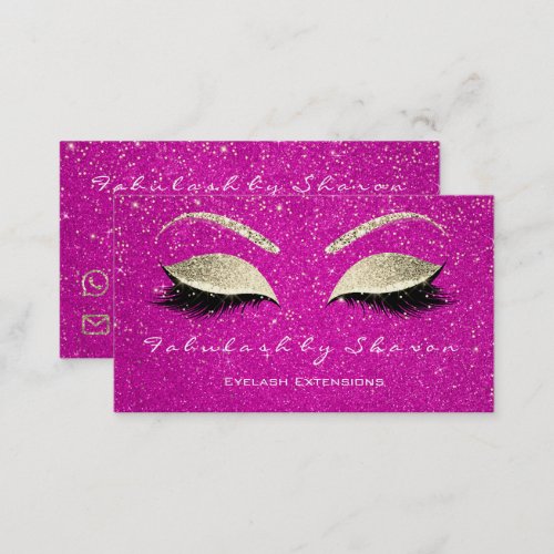 Makeup Eyebrow Lashes Glitter Gold Confetti Pink Business Card