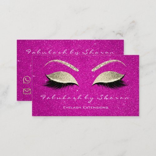 Makeup Eyebrow Lashes Glitter Gold Vivid Hot Pink Business Card