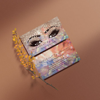 Makeup Eyebrow Lashes Wax Drip Rose Holograph Business Card by luxury_luxury at Zazzle