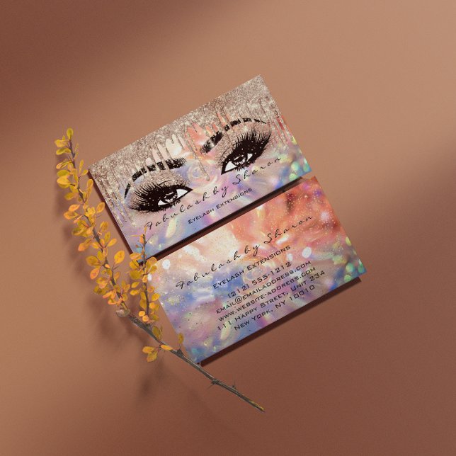 Makeup Eyebrow Lashes Wax Drip Rose Holograph Business Card (Makeup Eyebrow Lashes Wax Drip Rose Holograph Business Card)