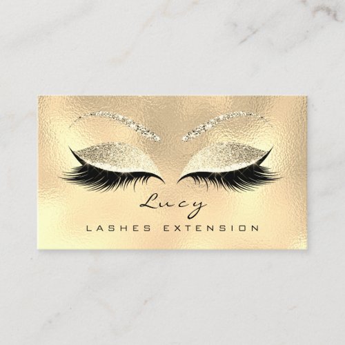 Makeup Eyebrow Name Lash Glitter Champaigne Gold Appointment Card