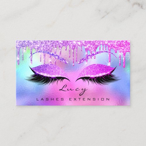 Makeup Eyebrow Name Lash Glitter Pink Drips Business Card