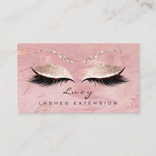 Makeup Eyebrow Name Lash Glitter Pink Marble Business Card