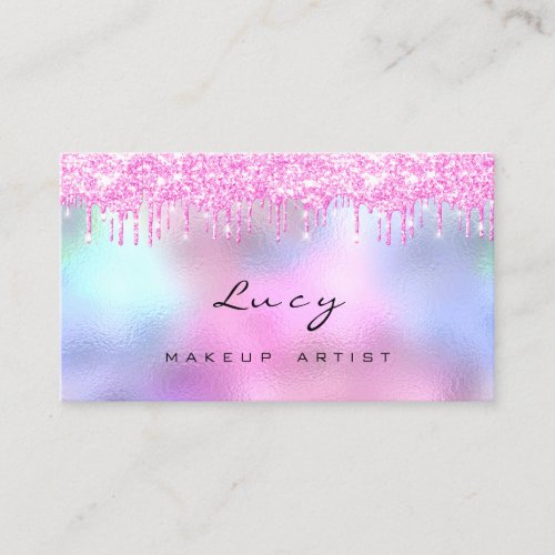 Makeup Eyebrow Name Lashes Fuchsia  Pink Drips Business Card