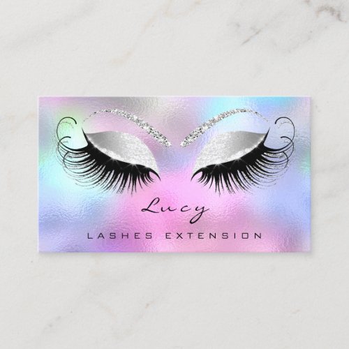 Makeup Eyebrow Name Lashes Glitter Pink Gray Business Card