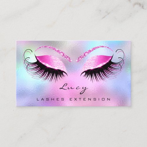 Makeup Eyebrow Name Lashes Glitter Pink Purple Business Card