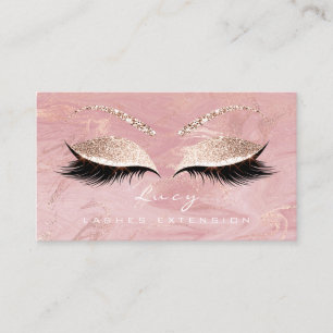 Makeup Eyebrow White Lash Glitter Pink Marble Business Card