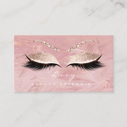 Makeup Eyebrow White Lash Glitter Pink Marble Business Card