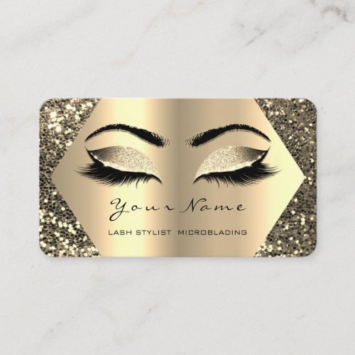 Makeup Eyebrows Lashes Browns  Gold Spark Social Business Card