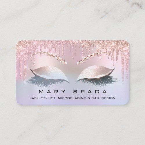 Makeup Eyebrows Lashes Browns  Rose Holographic Business Card