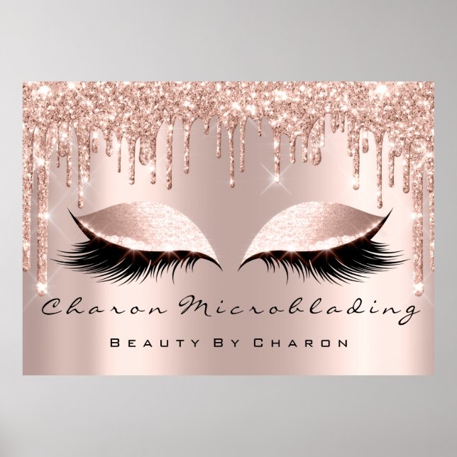 Makeup Eyebrows Lashes Browns  Rose Spark Bridal Poster (Front)