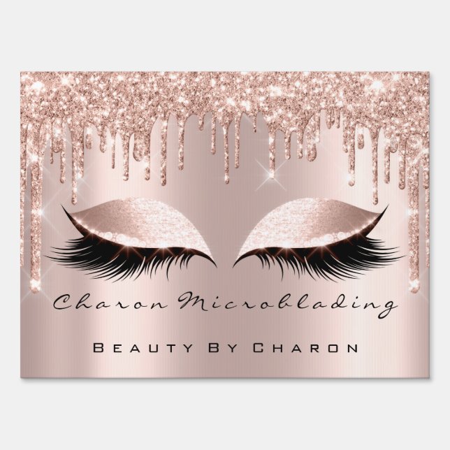 Makeup Eyebrows Lashes Browns Rose Spark Event Sign (Front)