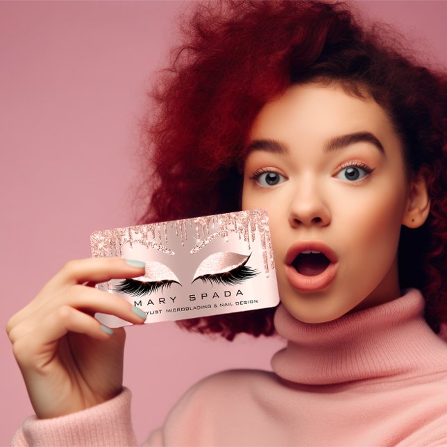 Makeup Eyebrows Lashes Browns  Rose Spark Social Business Card (Makeup Eyebrows Lashes Browns Rose Spark Social Business Card)