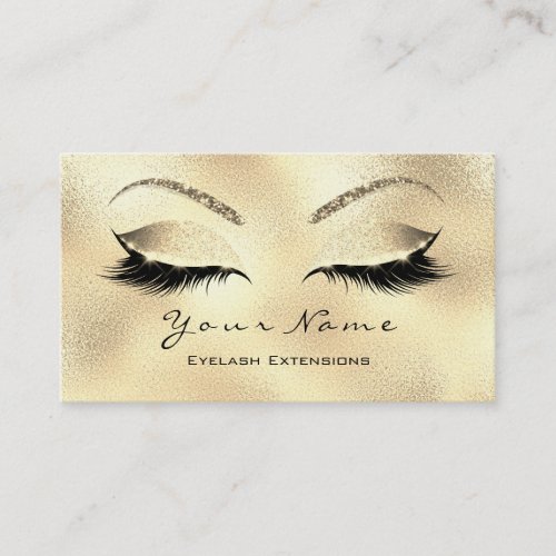 Makeup Eyebrows Lashes Glitter Glass Glam Gold Business Card