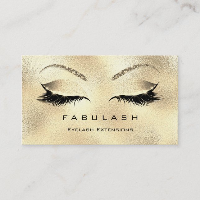 Makeup Eyebrows Lashes Glitter Glass VIP Gold Logo Business Card (Front)