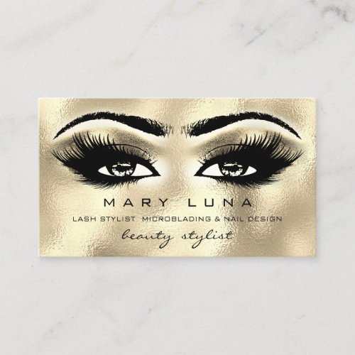 Makeup Eyebrows Lashes Glitter Gold Metallic Eyes Business Card