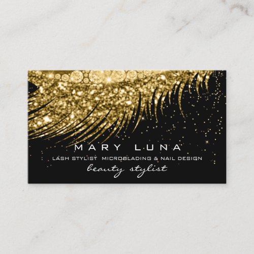 Makeup Eyebrows Lashes Glitter Metal Glam Gold Business Card