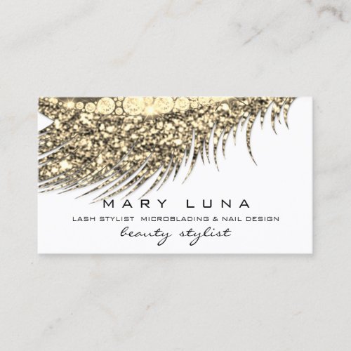 Makeup Eyebrows Lashes Glitter Metal White Gold Business Card