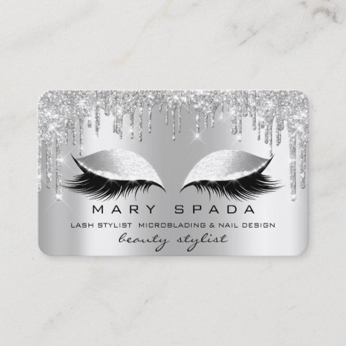 Makeup Eyebrows Lashes Gray Grey Spark Silver Business Card