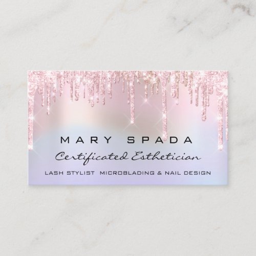 Makeup Eyebrows Lashes Pink Holographic Pastels Business Card