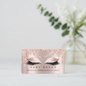 Makeup Eyebrows Lashes Pink Rose Spark Social Business Card (Standing Front)