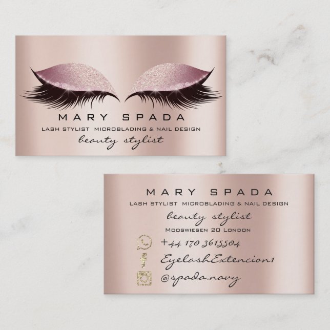Makeup Eyebrows Lashes Pink SPA WELLNESS Nails Business Card (Front/Back)