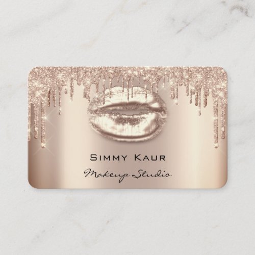 Makeup Eyebrows Lashes Rose Gold Kiss Lips  Business Card