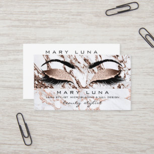 Makeup Eyebrows Lashes Rose Gold Marble Molten Business Card