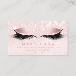 Makeup Eyebrows Lashes Rose Pastel Pink Studio Business Card
