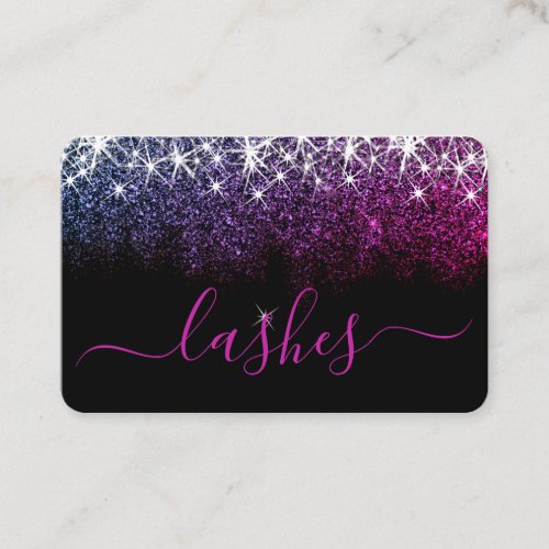 Makeup Eyelash Artis Luminous Pink Purple Glitter Business Card