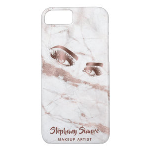 Makeup Eyelash Beauty Rose Gold Marble Lashes Lash iPhone 8/7 Case