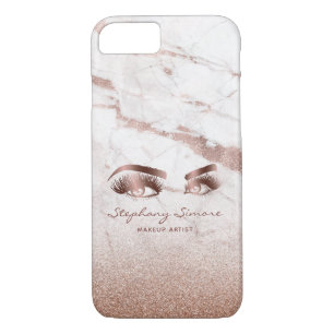 Makeup Eyelash Beauty Rose Gold Marble Lashes Lash iPhone 8/7 Case