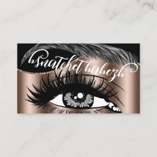 Makeup Eyelash Brows Microblading QR Code Black Business Card