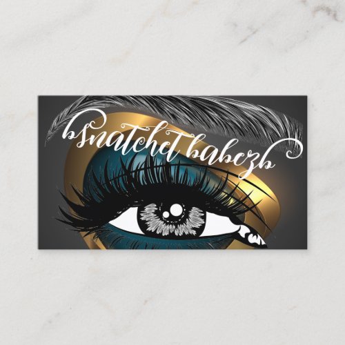Makeup Eyelash Brows Microblading QR Code Gold  Business Card