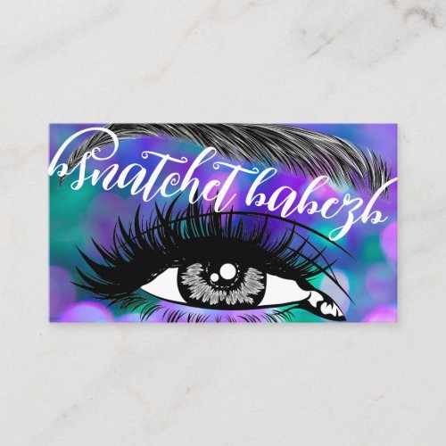Makeup Eyelash Brows Microblading QR Code Purple Business Card