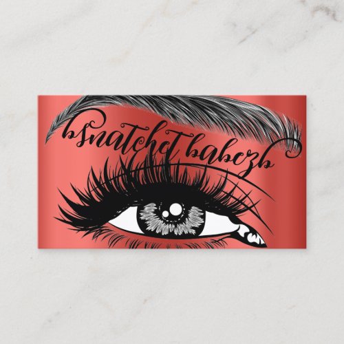 Makeup Eyelash Brows Microblading QR Code Red Business Card