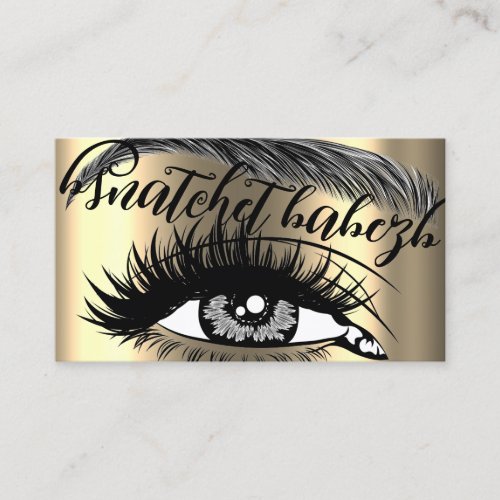 Makeup Eyelash Brows QR Code Logo Gold Business Card