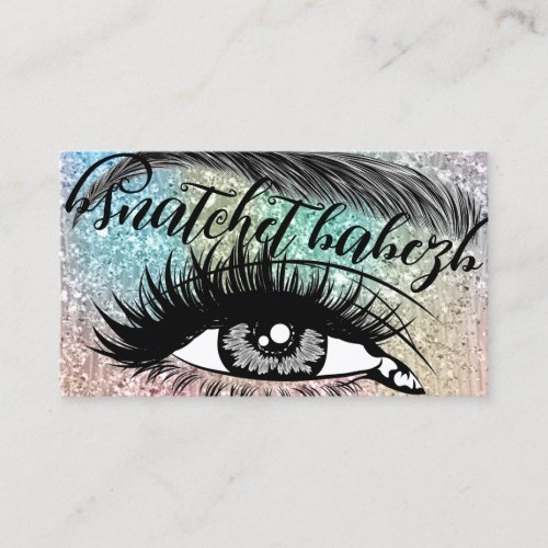 Makeup Eyelash Brows QRCode Logo Glitter Business Card