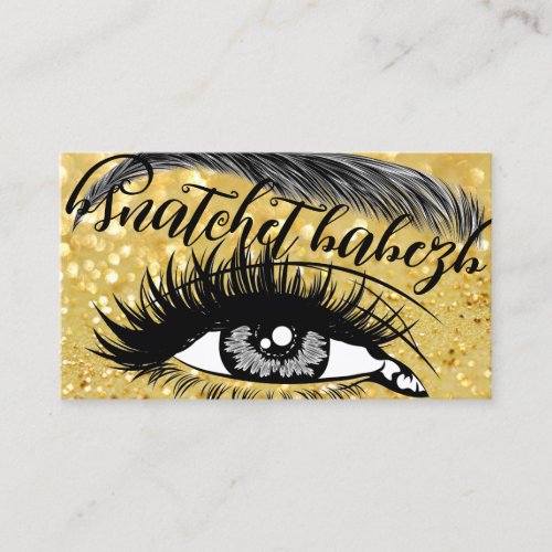 Makeup Eyelash Brows QRCode Logo Glitter Gold Business Card