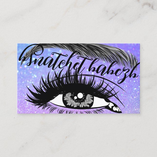 Makeup Eyelash Brows QRCode Logo Holographic Business Card (Front)