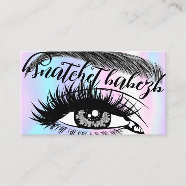 Makeup Eyelash Brows QRCode Logo Light Holographic Business Card (Front)
