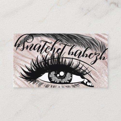 Makeup Eyelash Brows QRCode Logo Light Pink Zebra Business Card