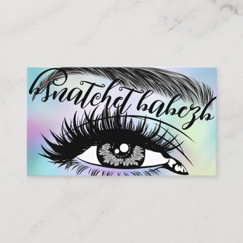 Makeup Eyelash Brows QRCode Logo Mermaid Blue Business Card