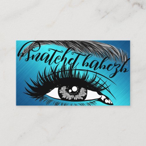 Makeup Eyelash Brows QRCode Logo Metallic Blue Business Card