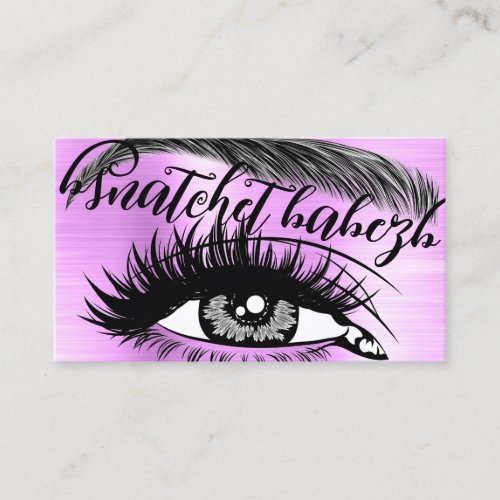 Makeup Eyelash Brows QRCode Logo Metallic Purple Business Card