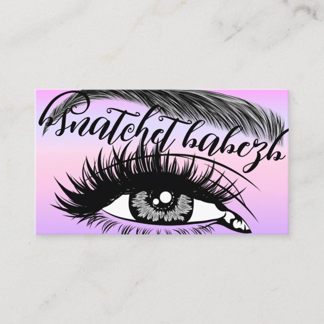 Makeup Eyelash Brows QRCode Logo Purple  Business Card (Front)