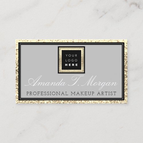 Makeup Eyelash Event Planner Logo Gold Glitter Business Card