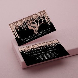 Makeup Eyelash Hairdresser Scissors Rose Drip Hair Business Card