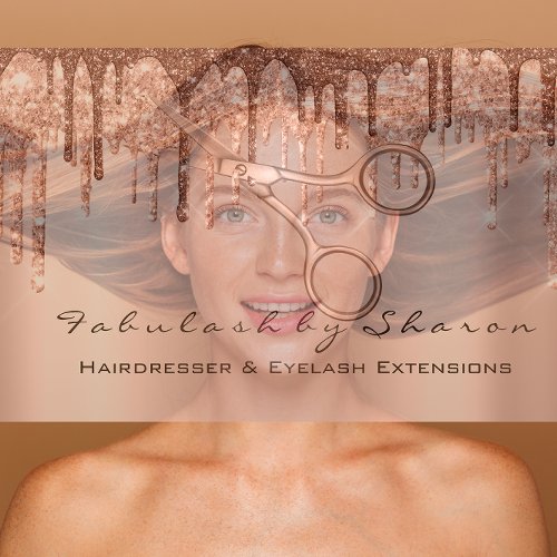 Makeup Eyelash Hairdresser Scissors Rose Drip VIP Business Card